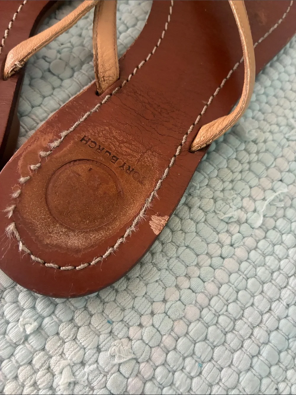 Tory Burch Brown Leather Sandal with Gold Logo